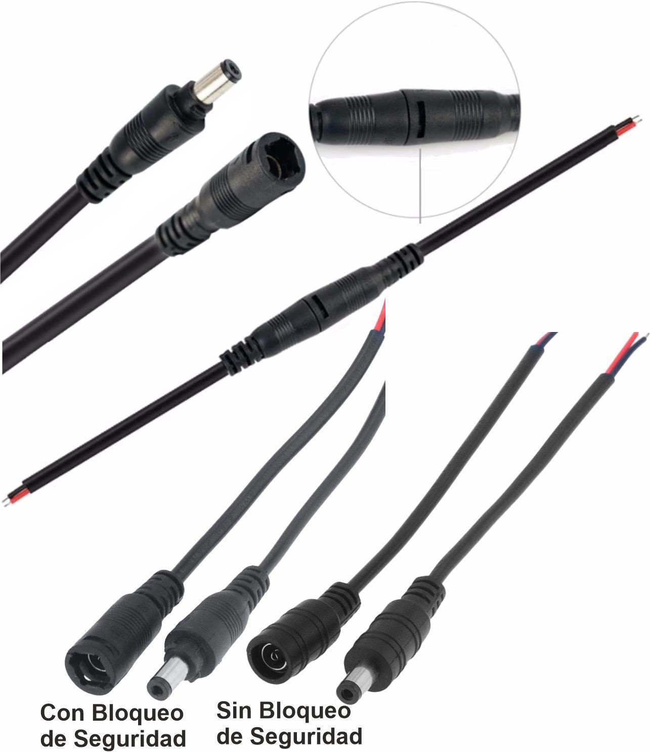 Conector-Jack Negro Bloqueo con cables